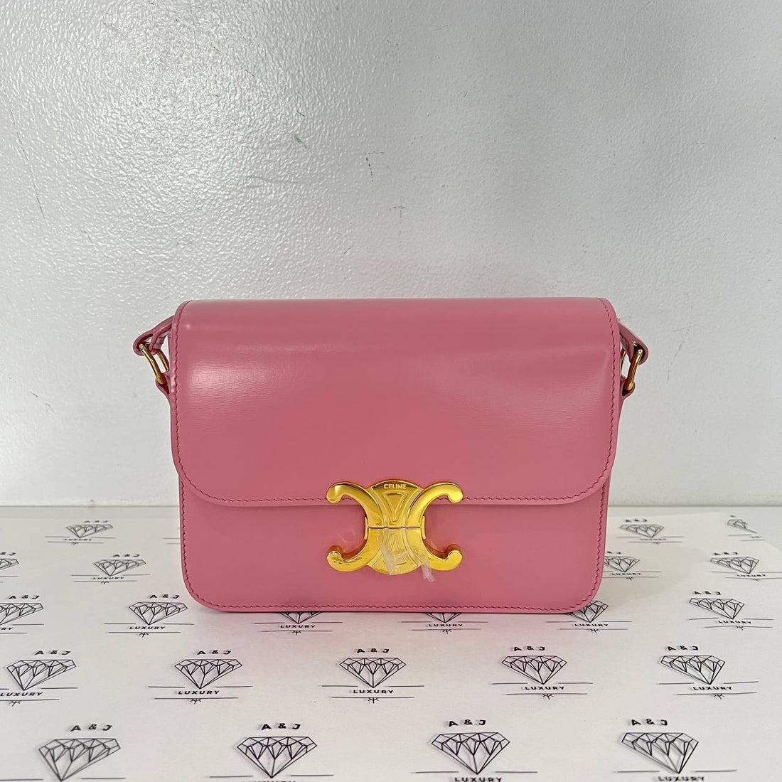 [PRE LOVED] Celine Teen Triomphe in Light Pink Calfskin Leather GHW