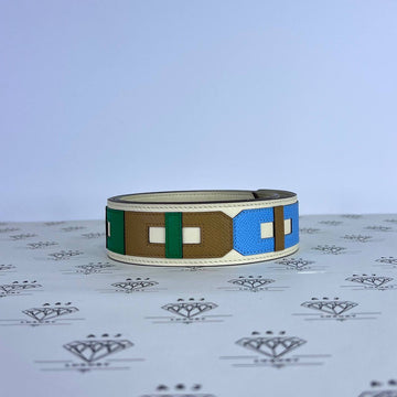 [PRE LOVED] Hermes Sanglon Bandouliere Strap in Celeste/Chai/Nata/Menthe PHW  85cms (Stamp U - 2022)