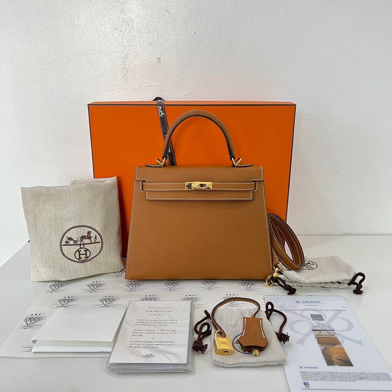 [PRE LOVED] Hermes Kelly 25 in Gold Epsom Leather GHW (Stamp U  - 2022)