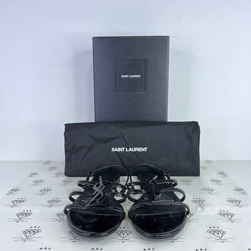 [PRE LOVED] YSL Cassandra Flat Sandals in Black Size 39EU