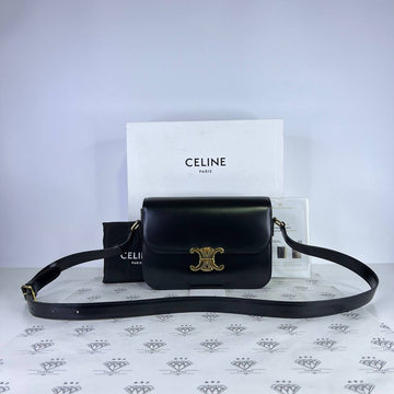 [PRE LOVED] Celine Classique Triomphe in Black Calfskin Leather GHW