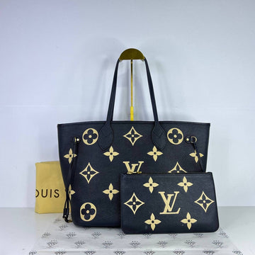 [PRE LOVED] Louis Vuitton Neverfull MM in Black/Creme Bicolor Empreinte Leather GHW (microchipped)