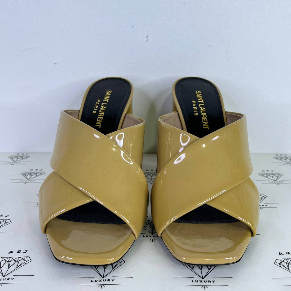 [PRE LOVED] YSL Loulou Mules in Beige Patent Size 37.5EU