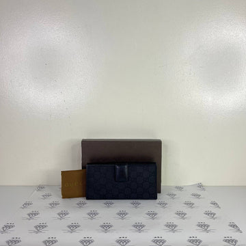 [PRE LOVED] Gucci Long Flap Bifold Wallet in Black Canvass SHW