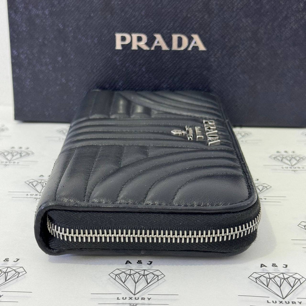 [PRE LOVED] Prada 1ML506 Long Wallet in Nero Nappa Impunture Leather SHW