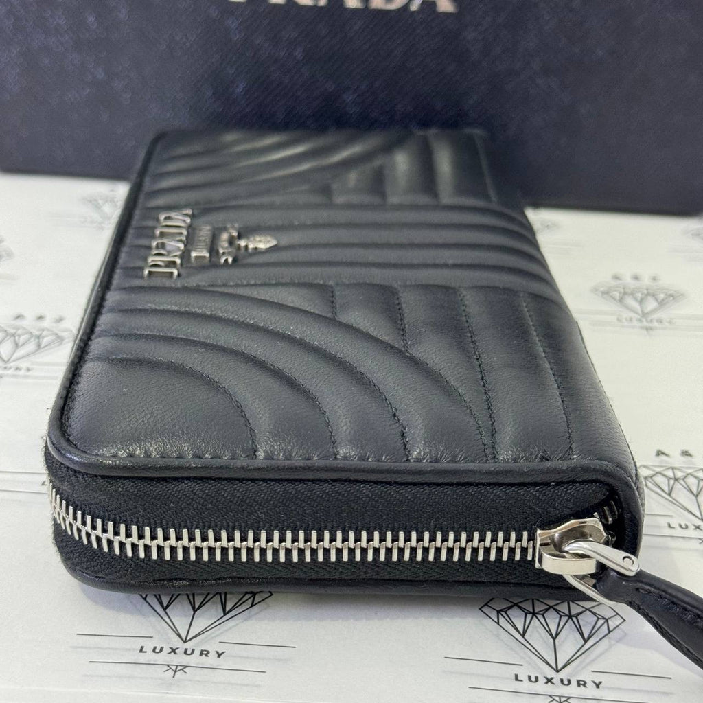 [PRE LOVED] Prada 1ML506 Long Wallet in Nero Nappa Impunture Leather SHW