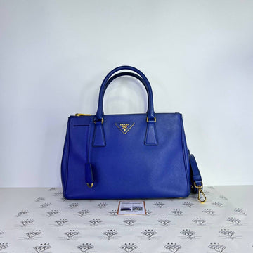 [PRE LOVED] Prada Medium Galleria Handbag in Blue Saffiano Leather GHW