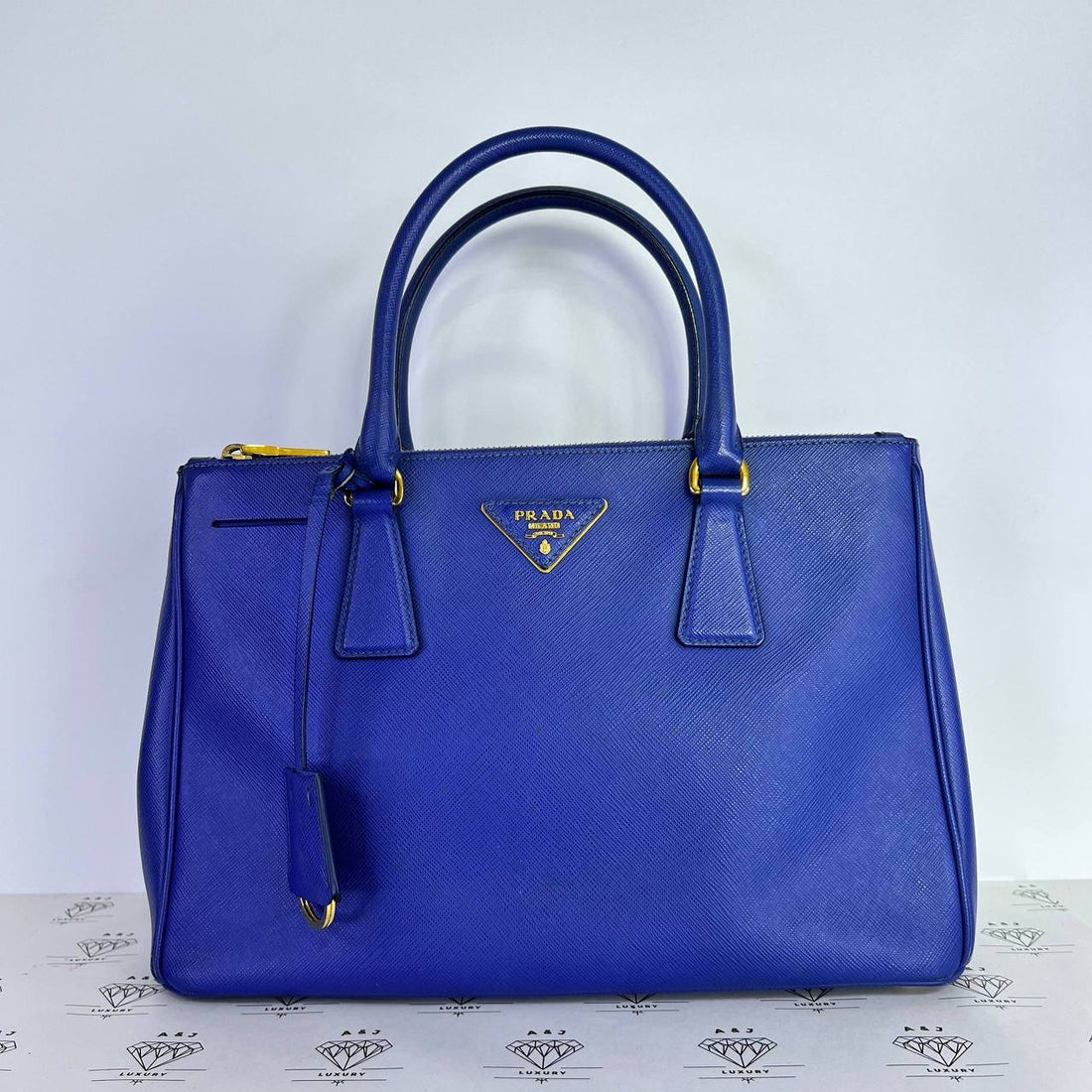 [PRE LOVED] Prada Medium Galleria Handbag in Blue Saffiano Leather GHW