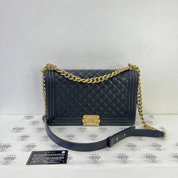 [PRE LOVED] Chanel Large Boy Bag in Black Caviar GHW (Series 24)