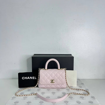 [PRE LOVED] Chanel 22P Collection Mini Coco Handle in Light Pink Caviar Light Gold HW (microchipped)