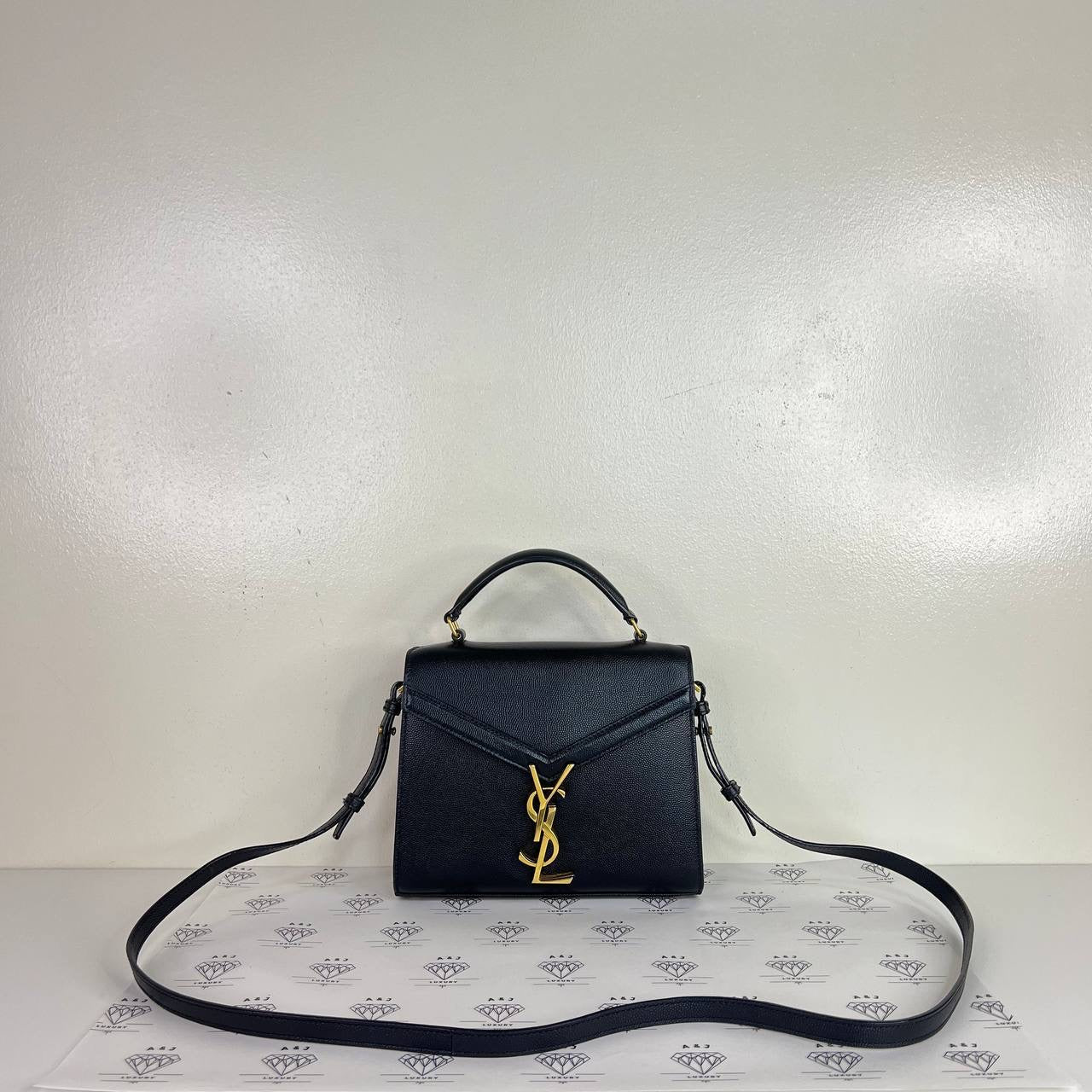 [PRE LOVED] YSL Mini Cassandra Top Handle Bag in Black Grain De Poudre Leather GHW