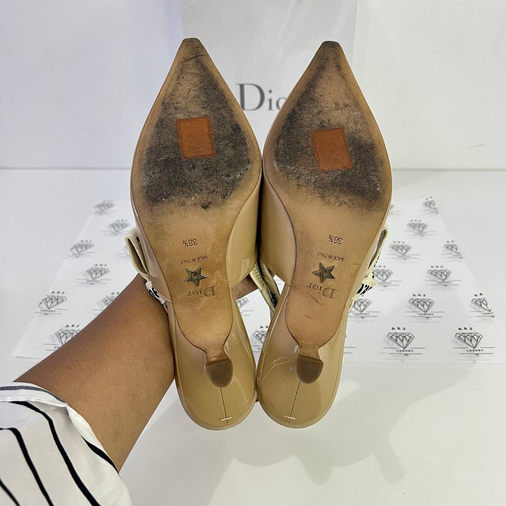 [PRE LOVED] Christian Dior Slingback Heels in Beige Patent Leather Size 38.5EU