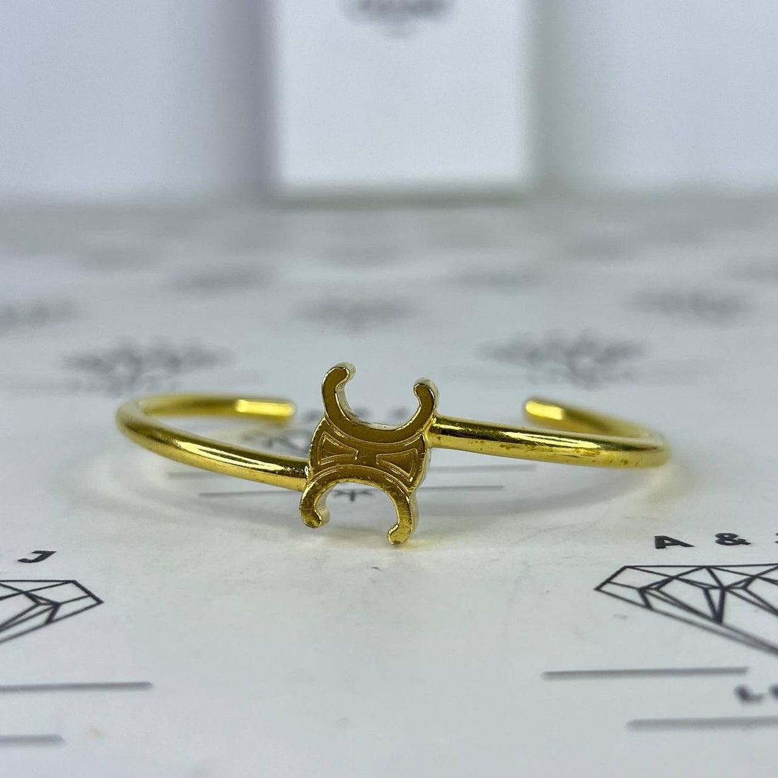 [PRE LOVED] Celine Asymmetric Cuff Bracelet in Gold