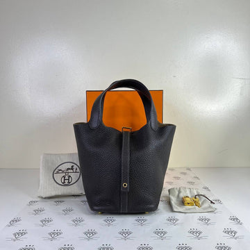 [PRE LOVED] Hermes Picotin Lock 18 in Ebene Clemence Leather GHW (Stamp Z - 2021)