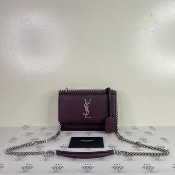 [PRE LOVED] YSL Mini Sunset in Burgundy Grained Leather SHW