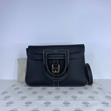 [PRE LOVED] Hermes Halzan 31 in Bleu Nuit Clemence Leather GHW (Stamp D - 2019)