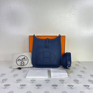 [BRAND NEW] Hermes Mini Evelyne 16 (TPM) in Bleu De Prusse Clemence Leather GHW (Stamp B - 2023)