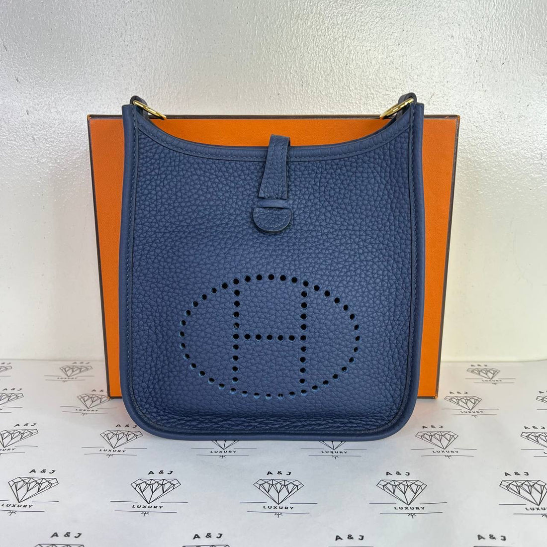 [BRAND NEW] Hermes Mini Evelyne 16 (TPM) in Bleu De Prusse Clemence Leather GHW (Stamp B - 2023)