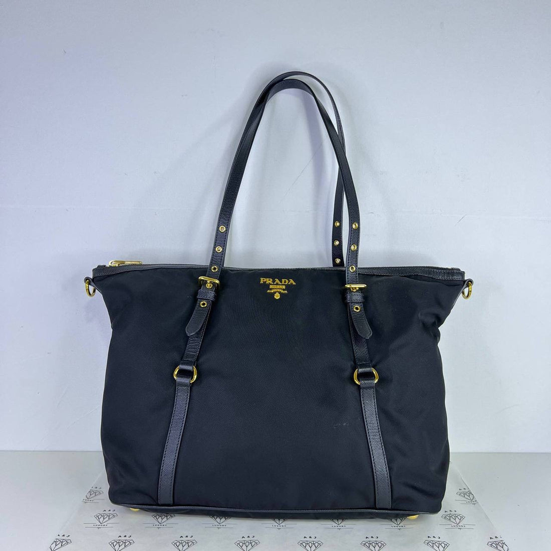 [PRE LOVED] Prada 1BG253 Nylon Tote in Black GHW