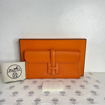 [PRE LOVED] Hermes Jige Clutch in Orange (Stamp R Square - 2014)