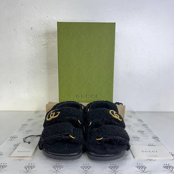 [PRE LOVED] Gucci Shearling Isla Dad Sandals in Black Size 38.5EU