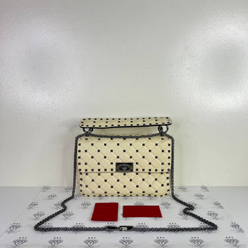 [PRE LOVED] Valentino Medium Spike Bag in White Nappa Leather