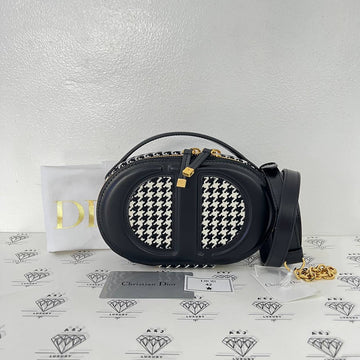 [PRE LOVED] Christian Dior Signature Oval Camera Bag in Black and White GHW