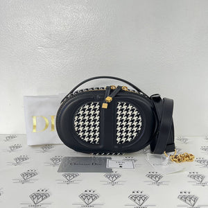 [PRE LOVED] Christian Dior Signature Oval Camera Bag in Black and White GHW