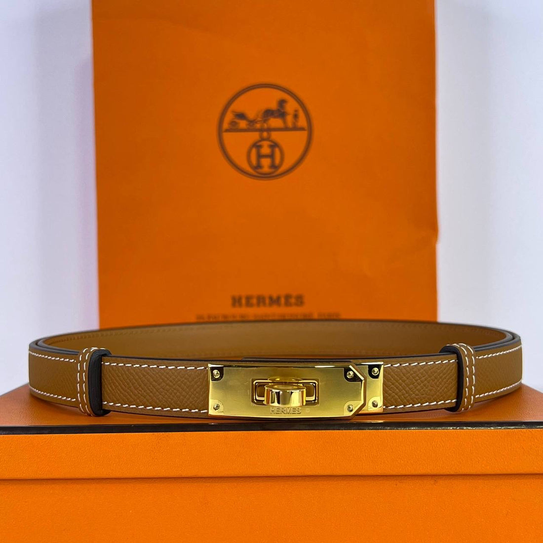 [BRAND NEW] Hermes Kelly Belt in Gold Epsom Leather GHW (Stamp G - 2026)