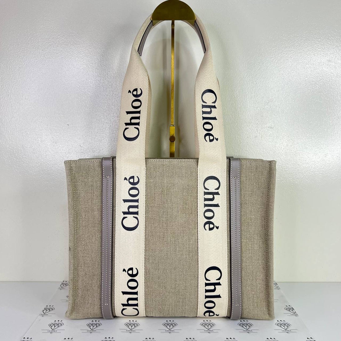 [PRE LOVED] Chloe Medium Woody Tote with Gray leather trims