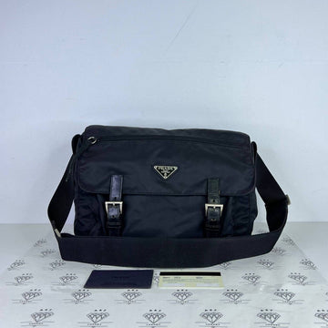[PRE LOVED] Prada B6671 Messenger Bag in Black Nylon SHW
