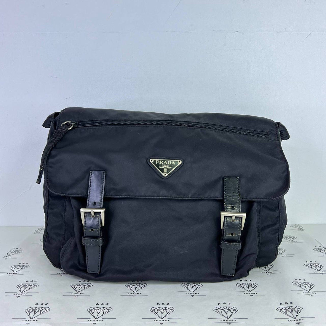 [PRE LOVED] Prada B6671 Messenger Bag in Black Nylon SHW