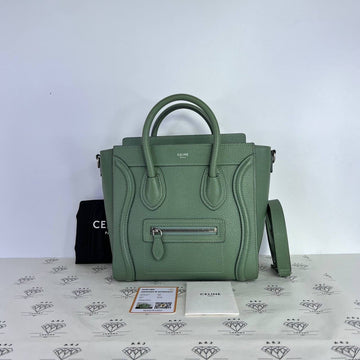 [PRE LOVED] Celine Nano Luggage in Green Drummed Calfskin Leather SHW