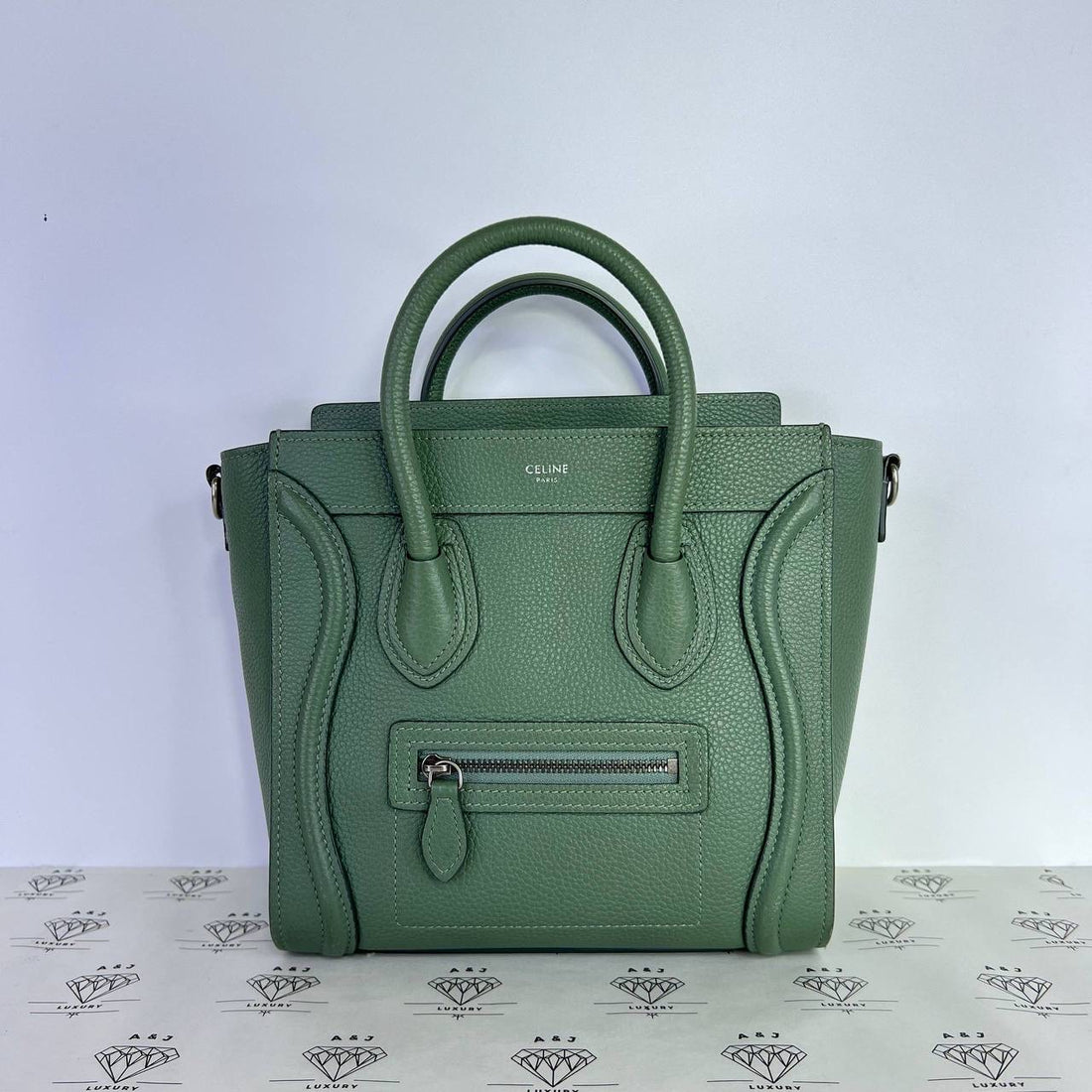 [PRE LOVED] Celine Nano Luggage in Green Drummed Calfskin Leather SHW