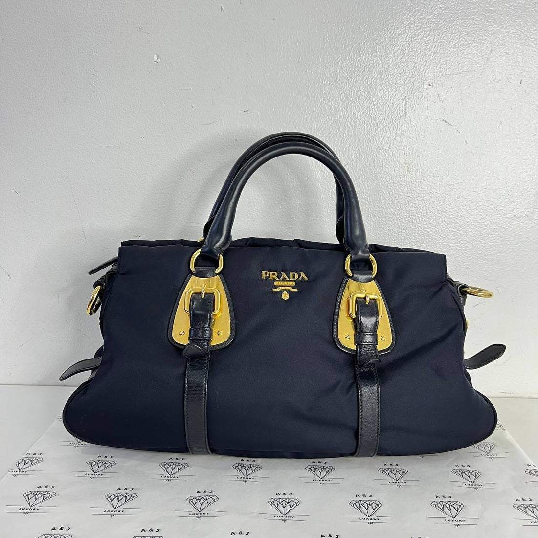 [PRE LOVED] Prada BN1903 Top Handle in Blue Nylon GHW