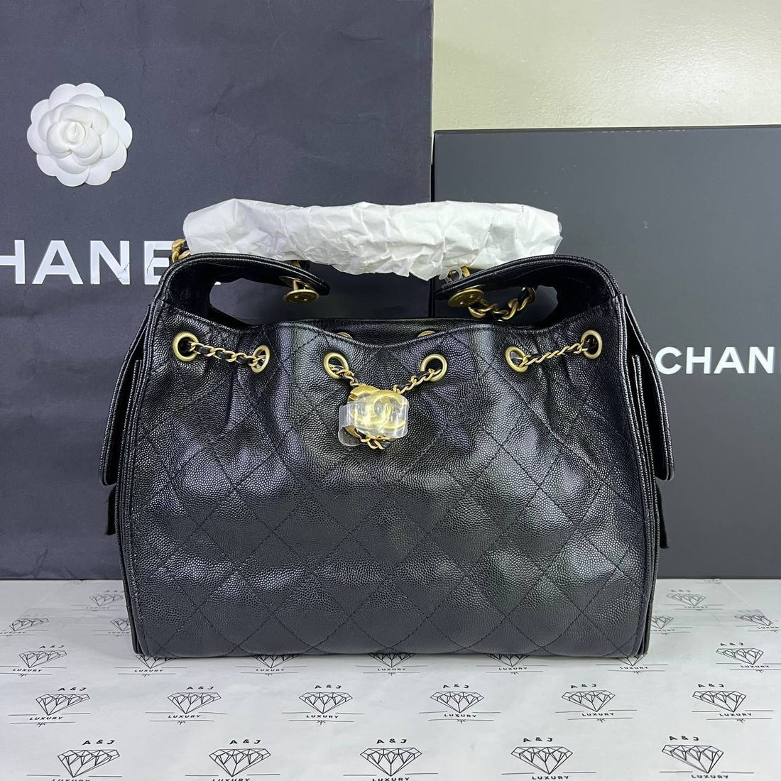 [BRAND NEW] Chanel Small C25 in Black Caviar Leather GHW (microchipped)