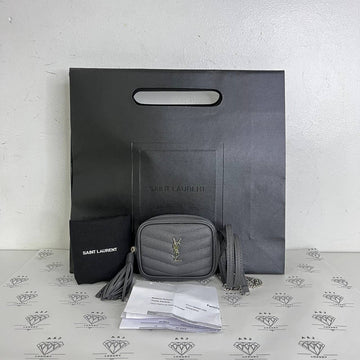 [PRE LOVED] YSL Micro Lou in Gray Grain De Poudre Leather SHW