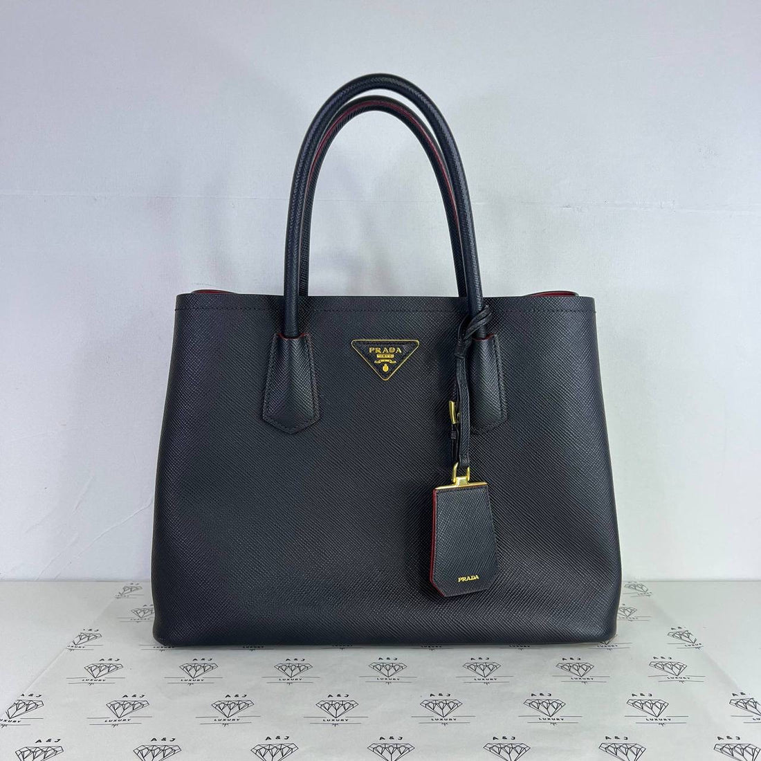 [PRE LOVED] Prada 1BG775 Saffiano Cuir Tote in Black GHW