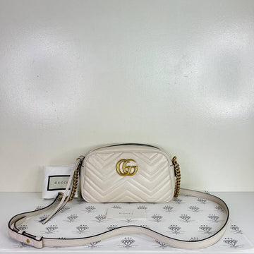 [PRE LOVED] Gucci Small Marmont Camera Bag in White GHW