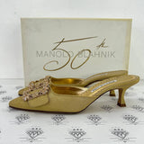 [PRE LOVED] Manolo Blahnik Gold Mules in Size 38