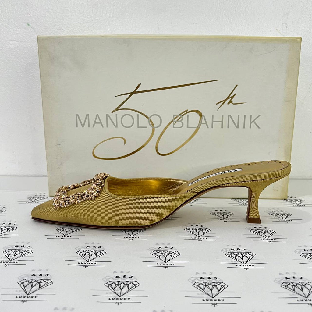 [PRE LOVED] Manolo Blahnik Gold Mules in Size 38