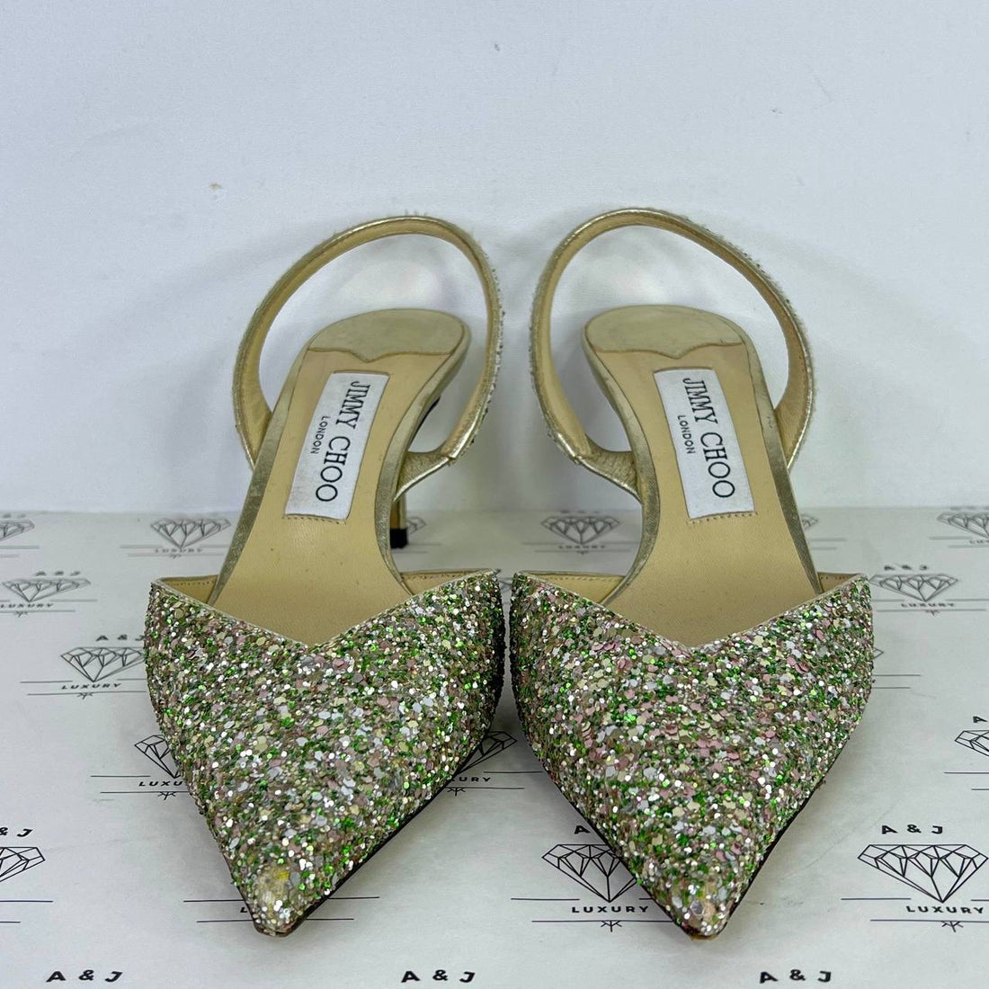 [PRE LOVED] Jimmy Choo Thandi 65 Glitter Slingback in Size 37.5EU