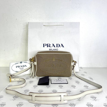 [PRE LOVED] Prada 1BH089 Logo Jacquard Sling in Corda/Talco GHW