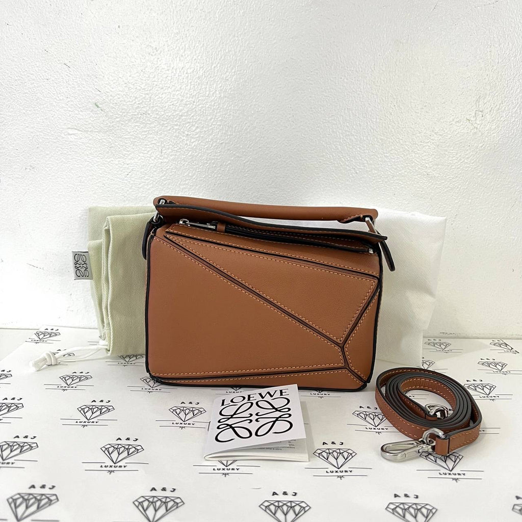 [PRE LOVED] Loewe Mini Puzzle in Tan Calfskin Leather SHW