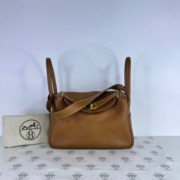 [PRE LOVED] Hermes Lindy 26 Verso in Gold/Rouge Clemence Leather GHW (Stamp A - 2017)