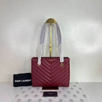 [PRE LOVED] YSL Small Tribeca Shopping Tote in Burgundy Grained Leather GHW