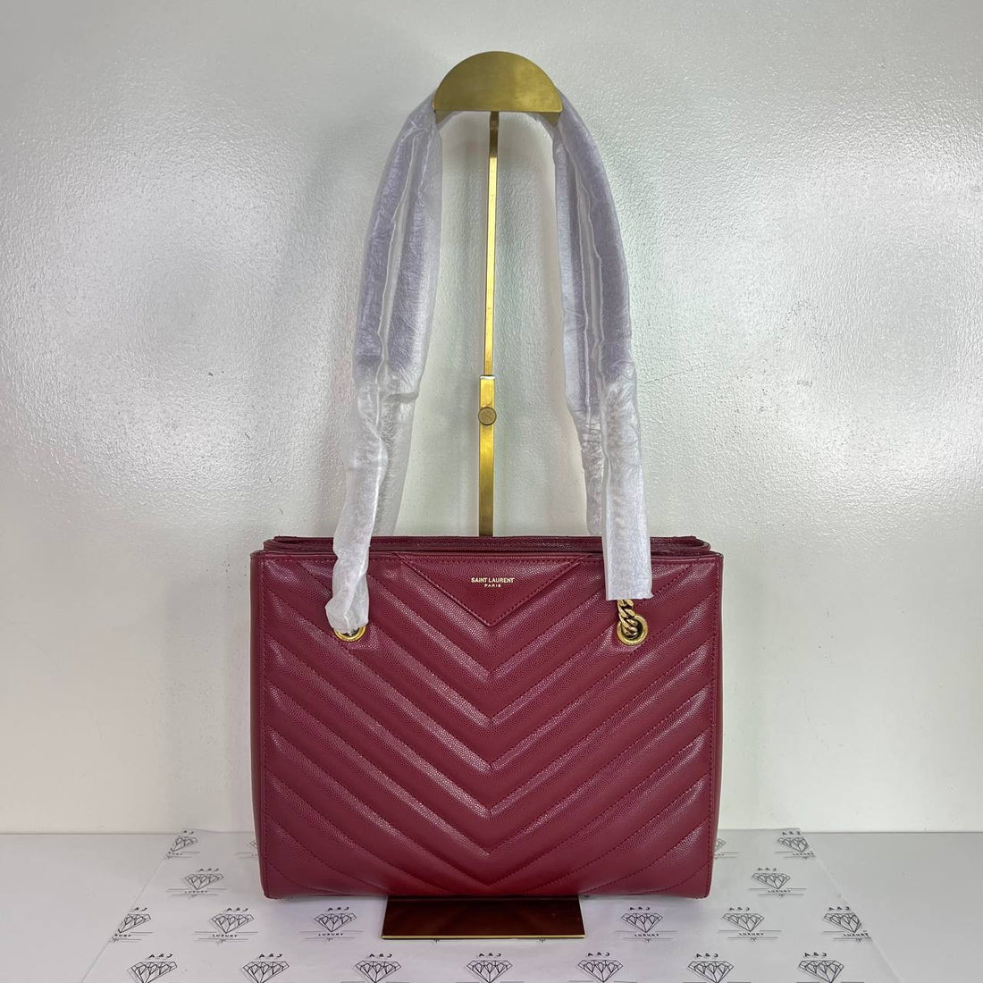 [PRE LOVED] YSL Small Tribeca Shopping Tote in Burgundy Grained Leather GHW