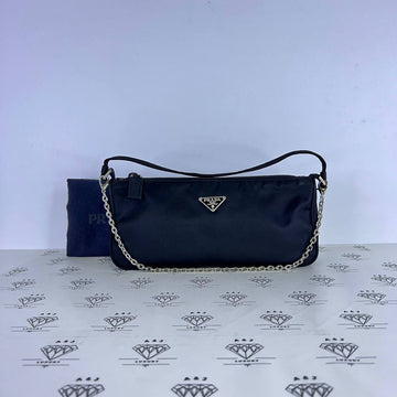 [PRE LOVED] Prada Small Tessuto Hobo in Black SHW