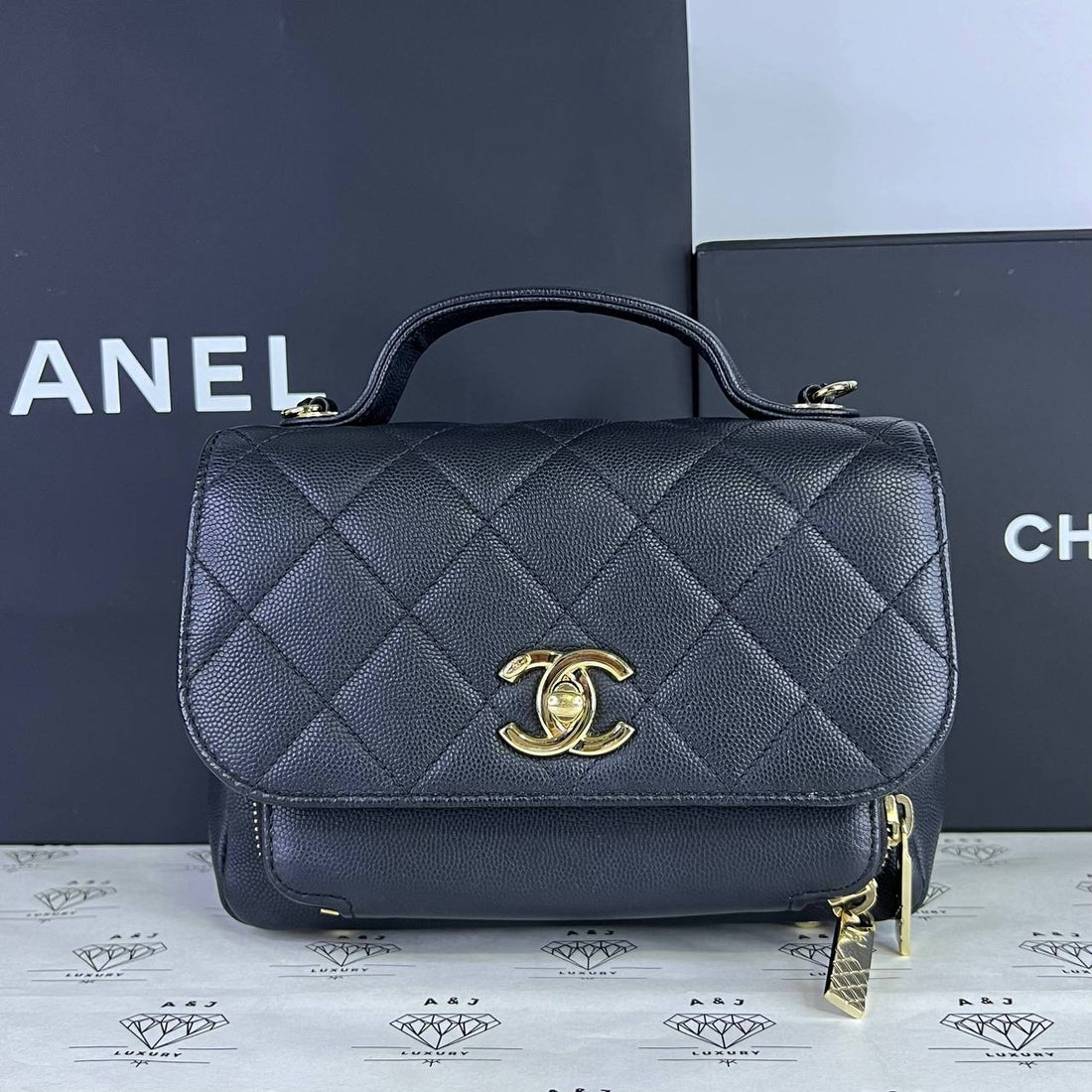 [PRE LOVED] Chanel Small Business Affinity in Black Caviar Leather Light Gold HW (Series 29)