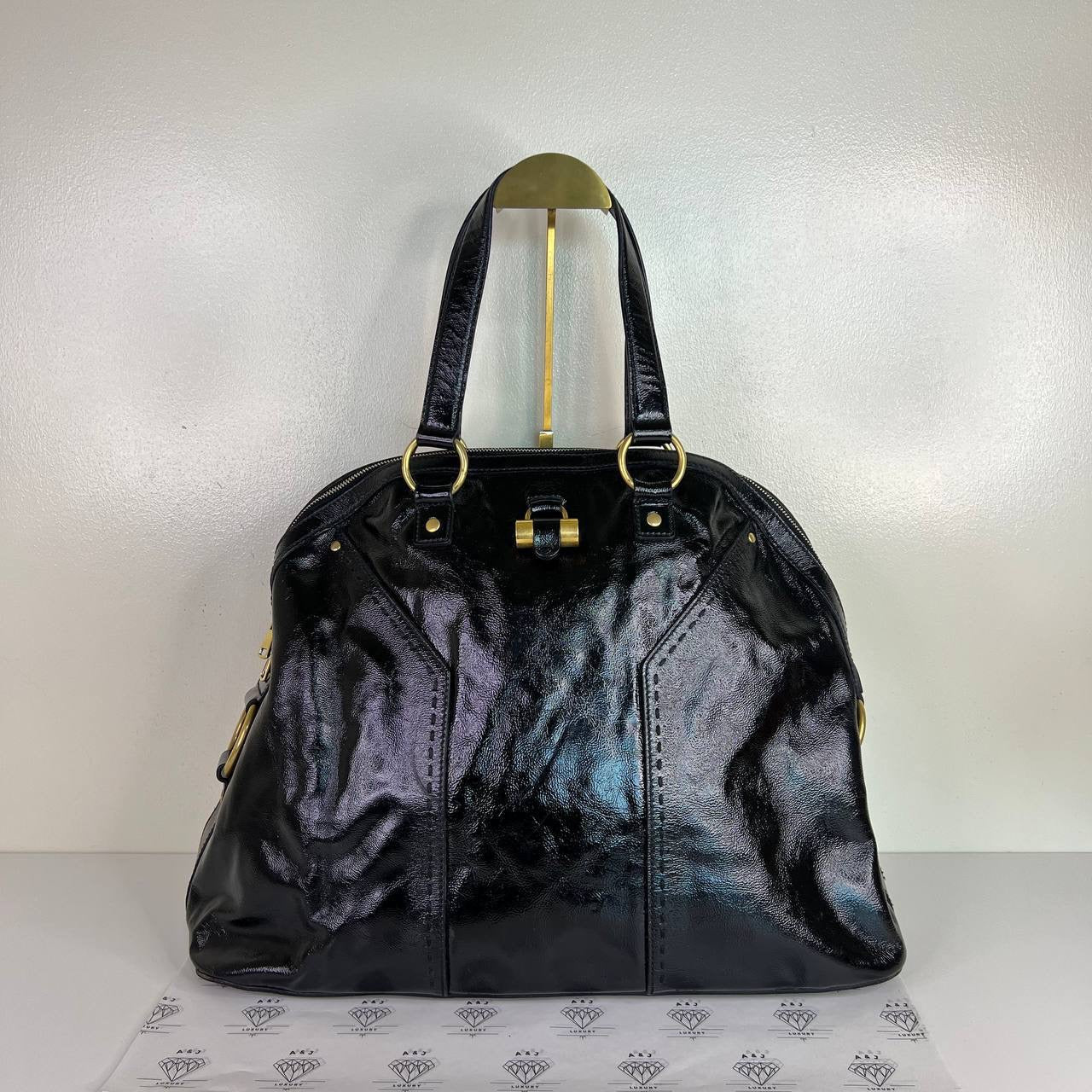[PRE LOVED] YSL Muse Tote in Black Patent Leather GHW